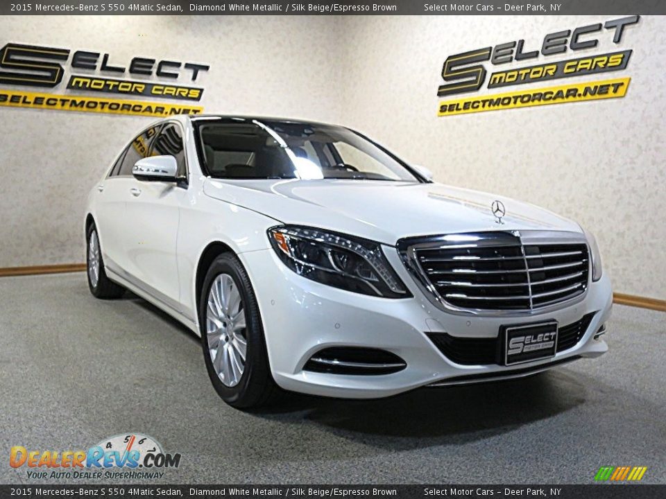 2015 Mercedes-Benz S 550 4Matic Sedan Diamond White Metallic / Silk Beige/Espresso Brown Photo #3