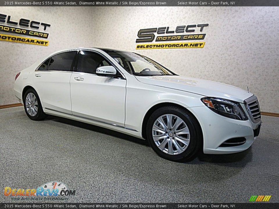 2015 Mercedes-Benz S 550 4Matic Sedan Diamond White Metallic / Silk Beige/Espresso Brown Photo #4