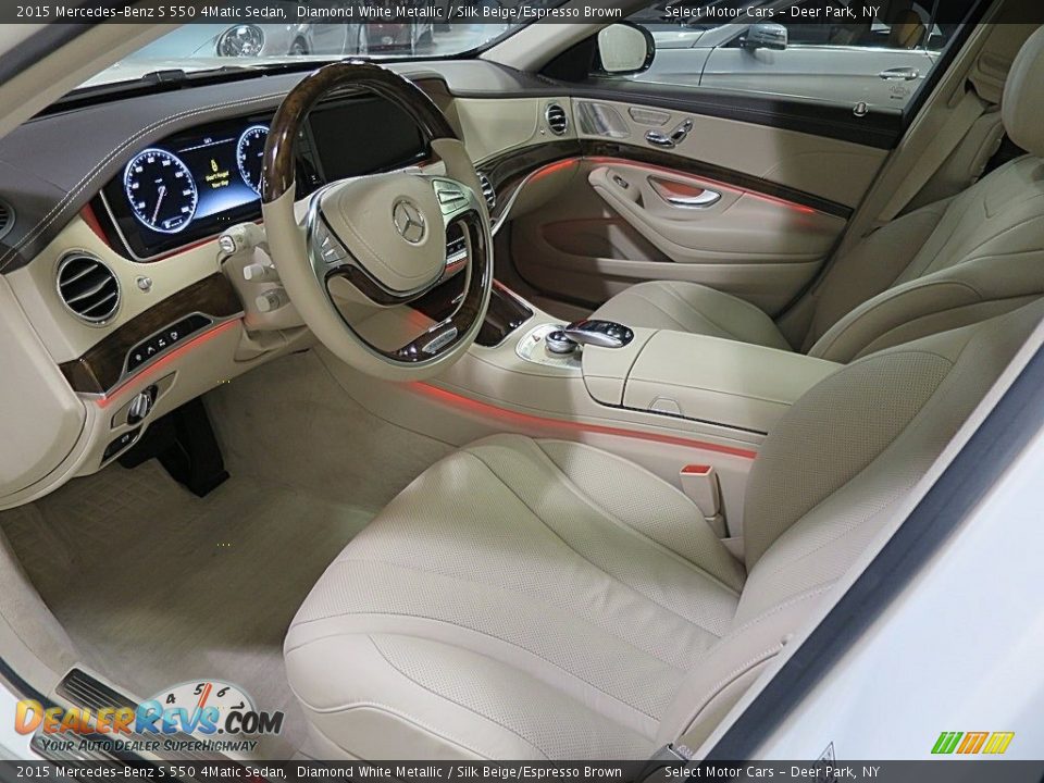 2015 Mercedes-Benz S 550 4Matic Sedan Diamond White Metallic / Silk Beige/Espresso Brown Photo #14