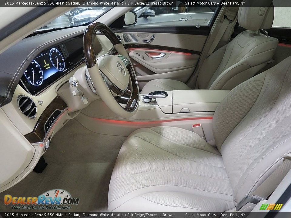 2015 Mercedes-Benz S 550 4Matic Sedan Diamond White Metallic / Silk Beige/Espresso Brown Photo #15