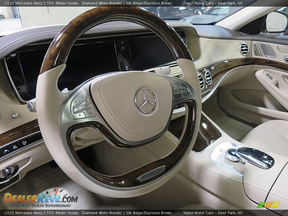 2015 Mercedes-Benz S 550 4Matic Sedan Diamond White Metallic / Silk Beige/Espresso Brown Photo #23