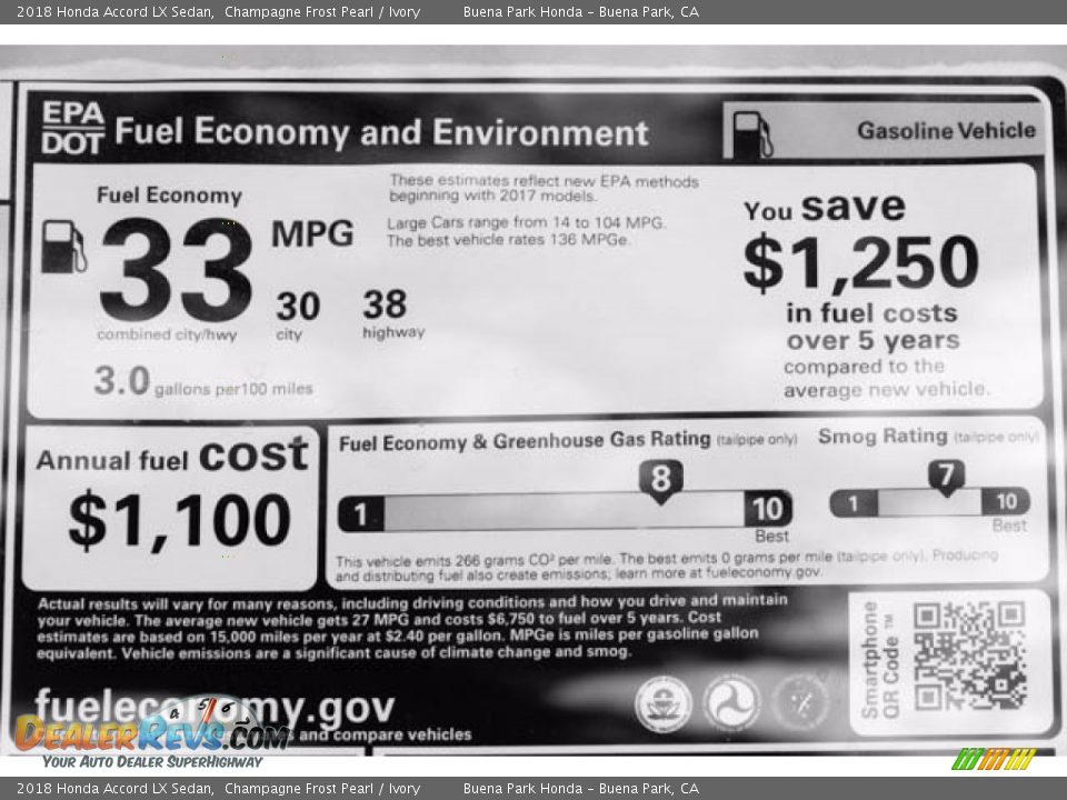 2018 Honda Accord LX Sedan Champagne Frost Pearl / Ivory Photo #16