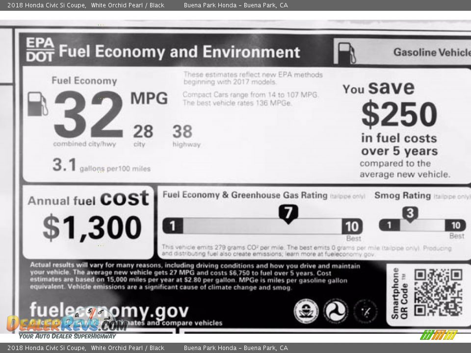 2018 Honda Civic Si Coupe White Orchid Pearl / Black Photo #17