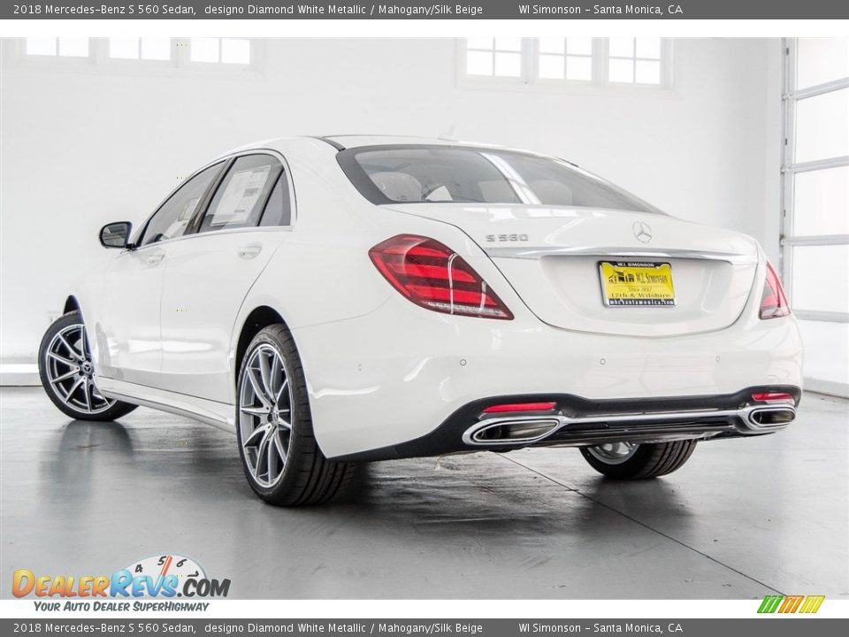 2018 Mercedes-Benz S 560 Sedan designo Diamond White Metallic / Mahogany/Silk Beige Photo #3