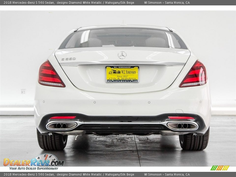2018 Mercedes-Benz S 560 Sedan designo Diamond White Metallic / Mahogany/Silk Beige Photo #4