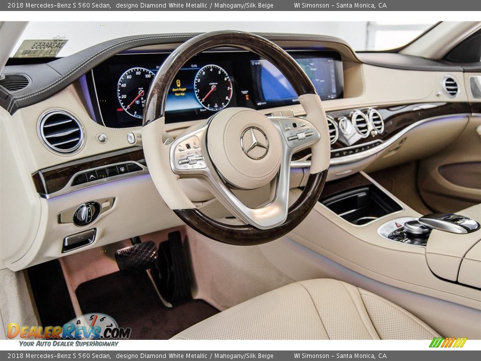 2018 Mercedes-Benz S 560 Sedan designo Diamond White Metallic / Mahogany/Silk Beige Photo #6