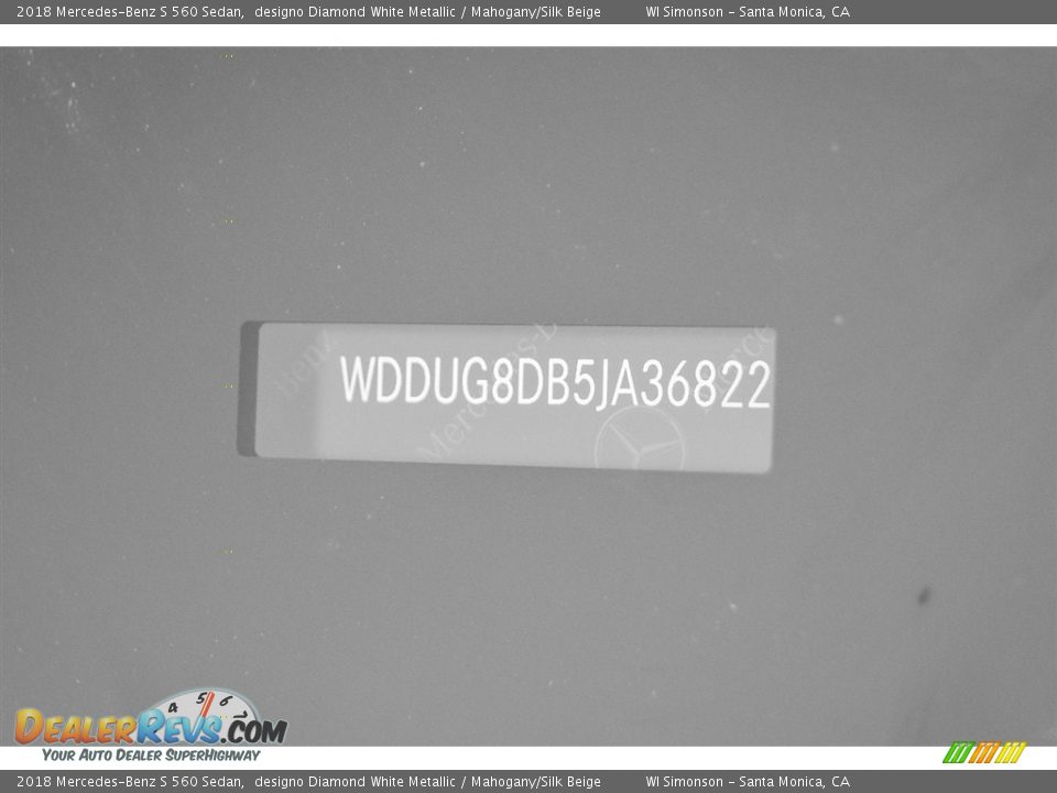 2018 Mercedes-Benz S 560 Sedan designo Diamond White Metallic / Mahogany/Silk Beige Photo #10