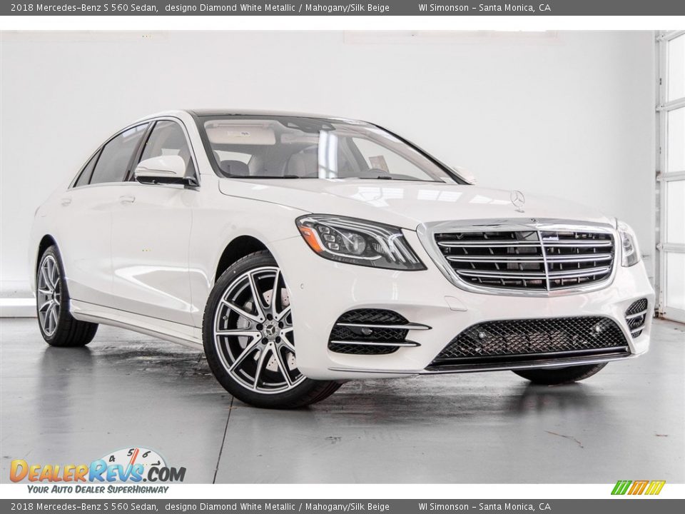 2018 Mercedes-Benz S 560 Sedan designo Diamond White Metallic / Mahogany/Silk Beige Photo #12