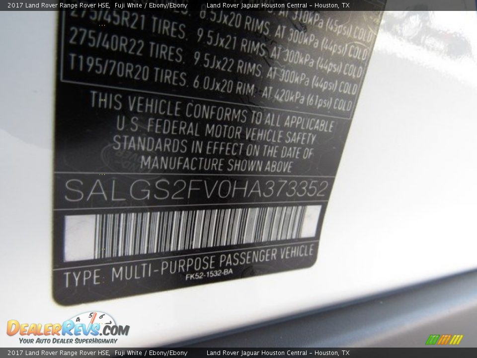 2017 Land Rover Range Rover HSE Fuji White / Ebony/Ebony Photo #25