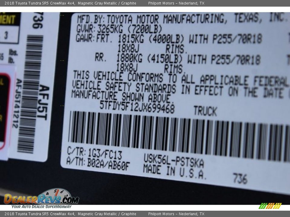 2018 Toyota Tundra SR5 CrewMax 4x4 Magnetic Gray Metallic / Graphite Photo #32