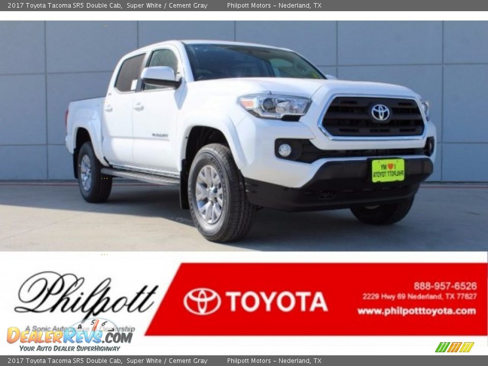 2017 Toyota Tacoma SR5 Double Cab Super White / Cement Gray Photo #1
