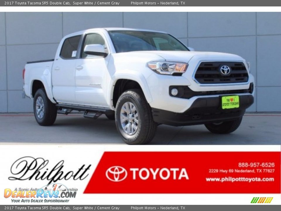 2017 Toyota Tacoma SR5 Double Cab Super White / Cement Gray Photo #1