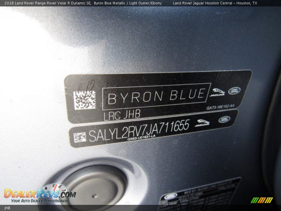 Land Rover Color Code JHB Byron Blue Metallic