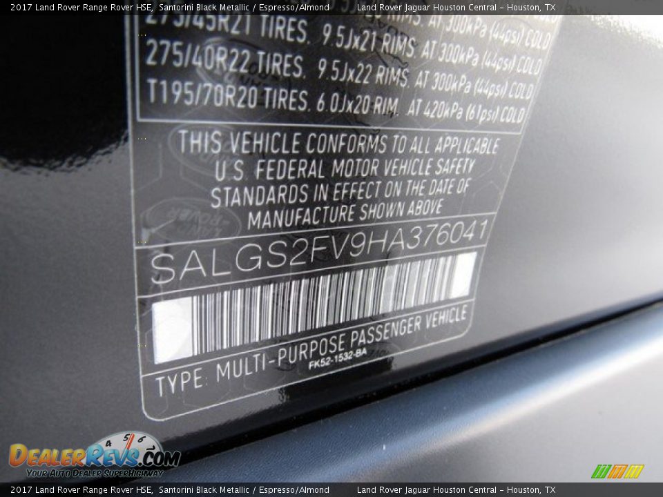 2017 Land Rover Range Rover HSE Santorini Black Metallic / Espresso/Almond Photo #24