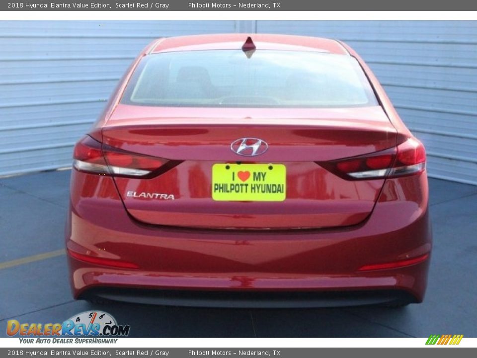 2018 Hyundai Elantra Value Edition Scarlet Red / Gray Photo #7