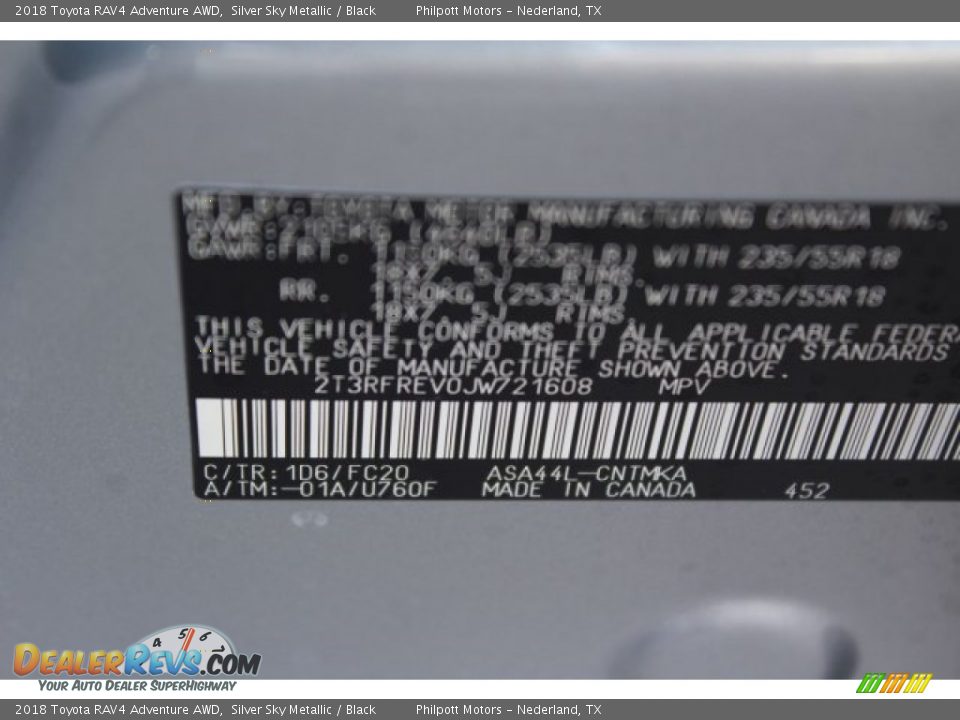 2018 Toyota RAV4 Adventure AWD Silver Sky Metallic / Black Photo #32
