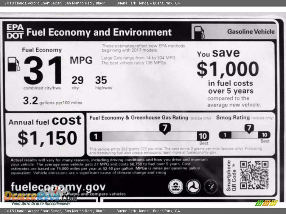 2018 Honda Accord Sport Sedan San Marino Red / Black Photo #17