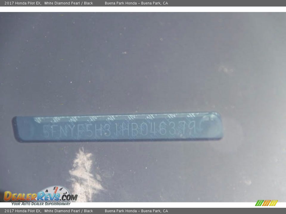 2017 Honda Pilot EX White Diamond Pearl / Black Photo #9