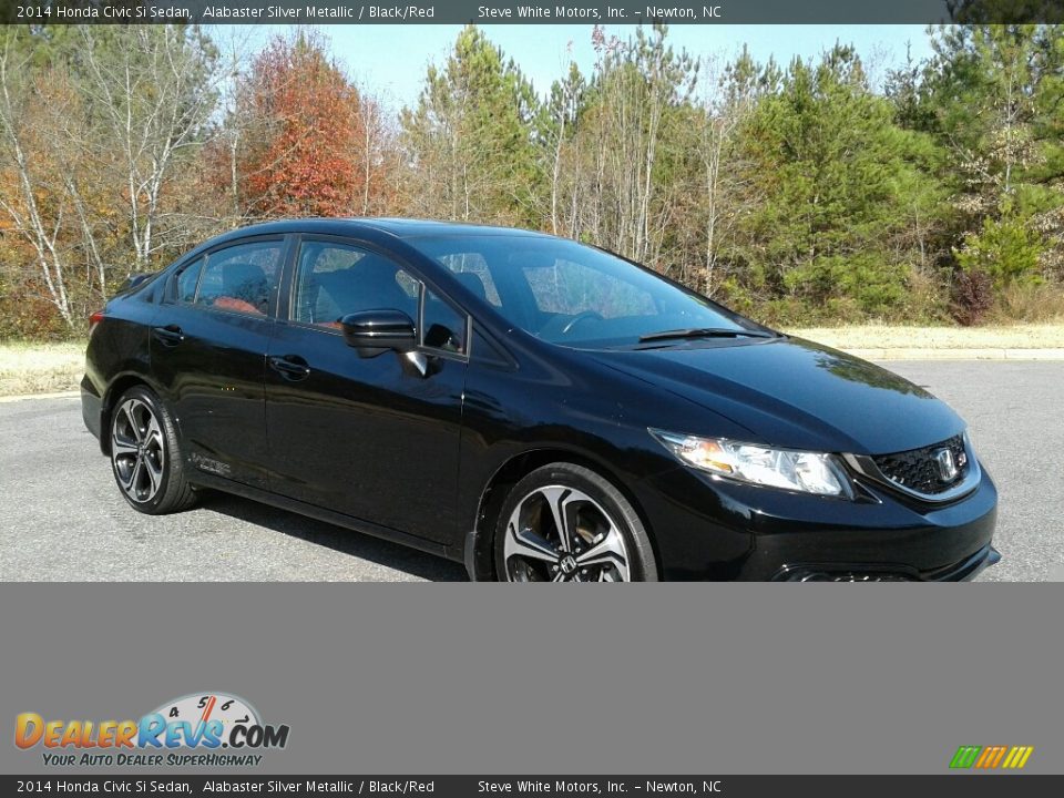 2014 Honda Civic Si Sedan Alabaster Silver Metallic / Black/Red Photo #4