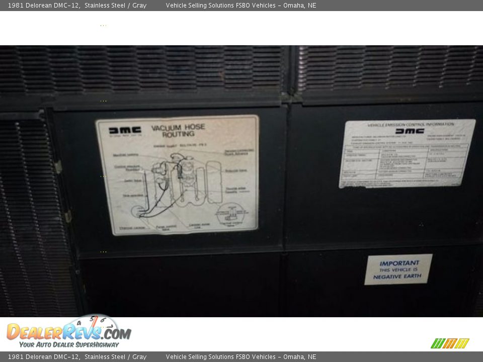Info Tag of 1981 Delorean DMC-12  Photo #4