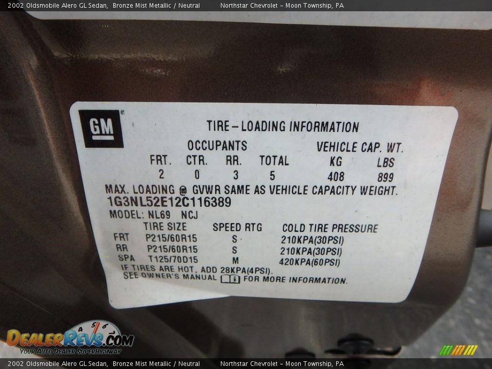 2002 Oldsmobile Alero GL Sedan Bronze Mist Metallic / Neutral Photo #15