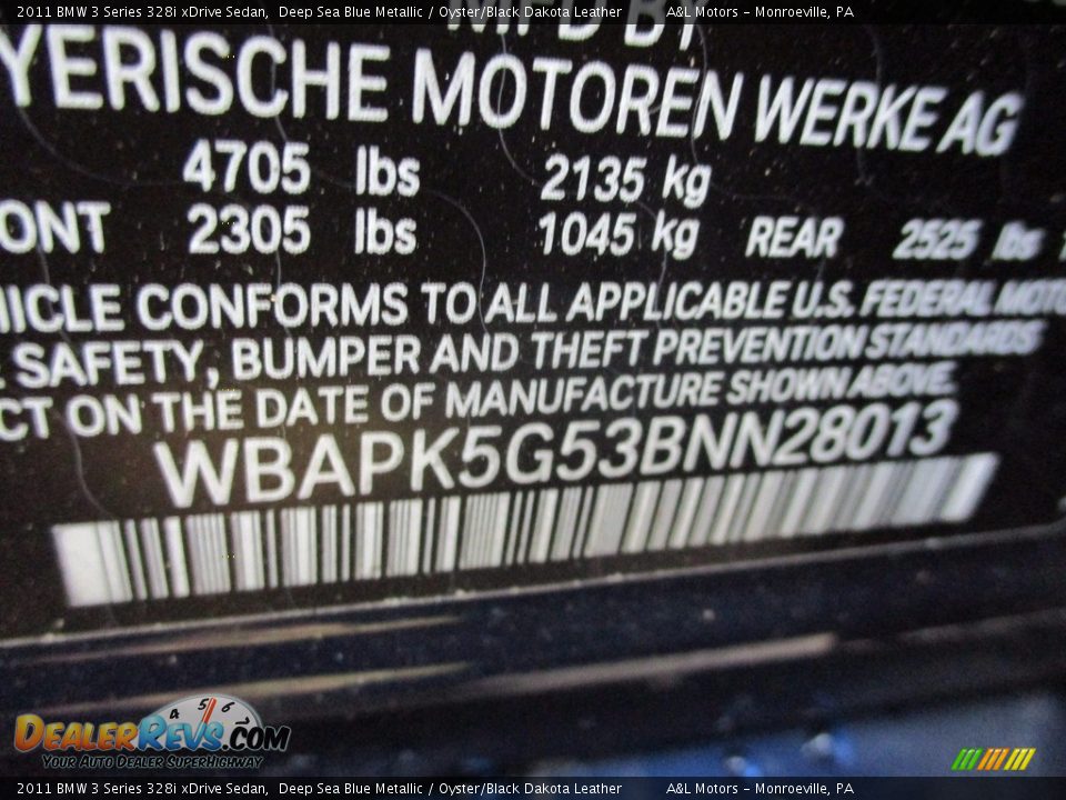 2011 BMW 3 Series 328i xDrive Sedan Deep Sea Blue Metallic / Oyster/Black Dakota Leather Photo #19