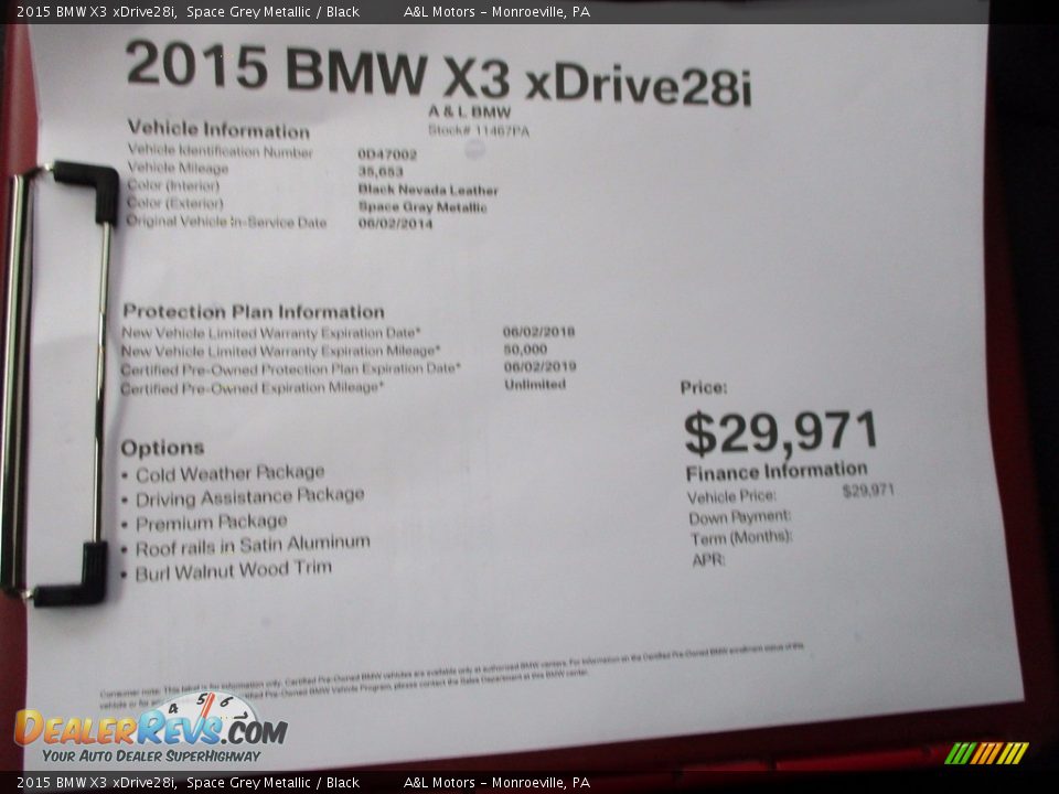 2015 BMW X3 xDrive28i Space Grey Metallic / Black Photo #11