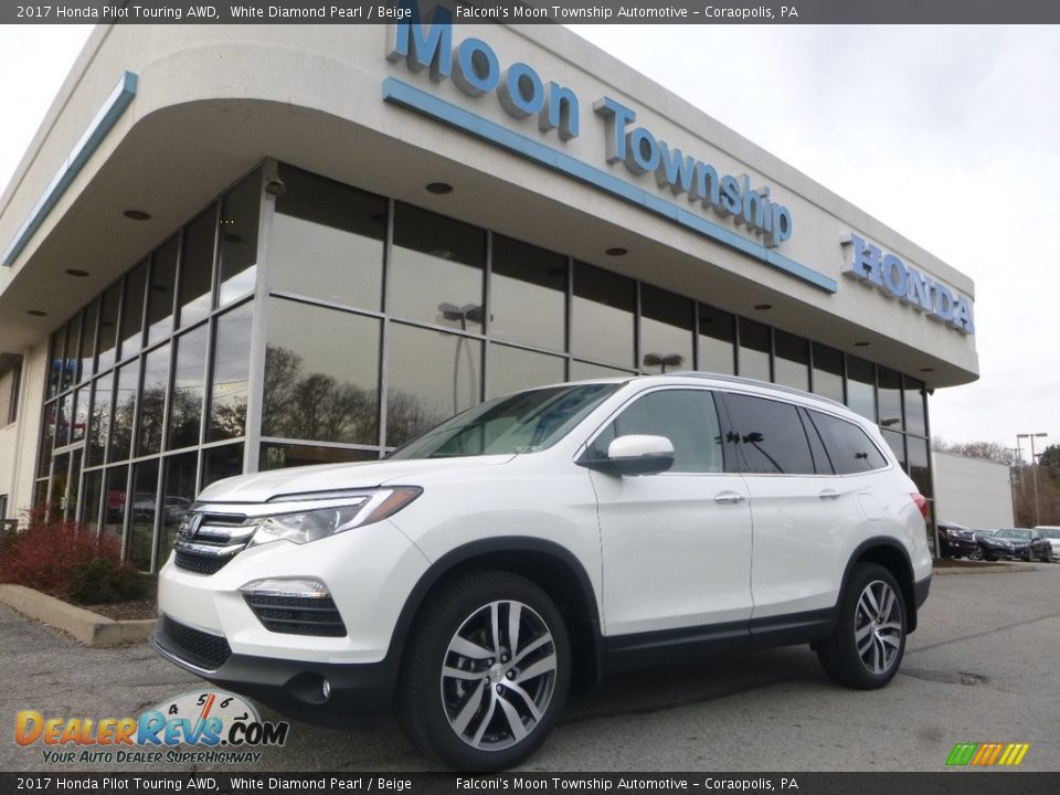 2017 Honda Pilot Touring AWD White Diamond Pearl / Beige Photo #1
