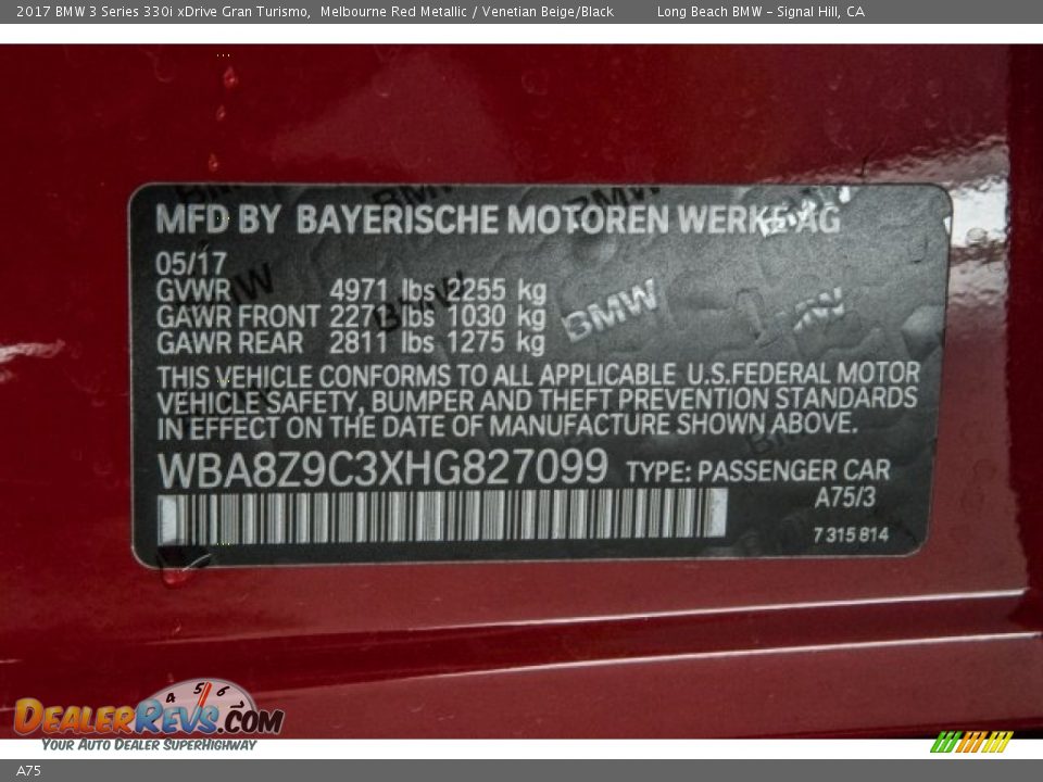 BMW Color Code A75 Melbourne Red Metallic