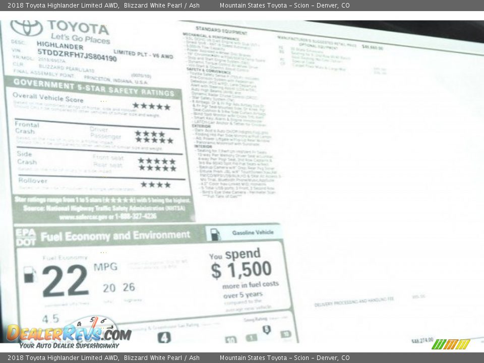 2018 Toyota Highlander Limited AWD Blizzard White Pearl / Ash Photo #11