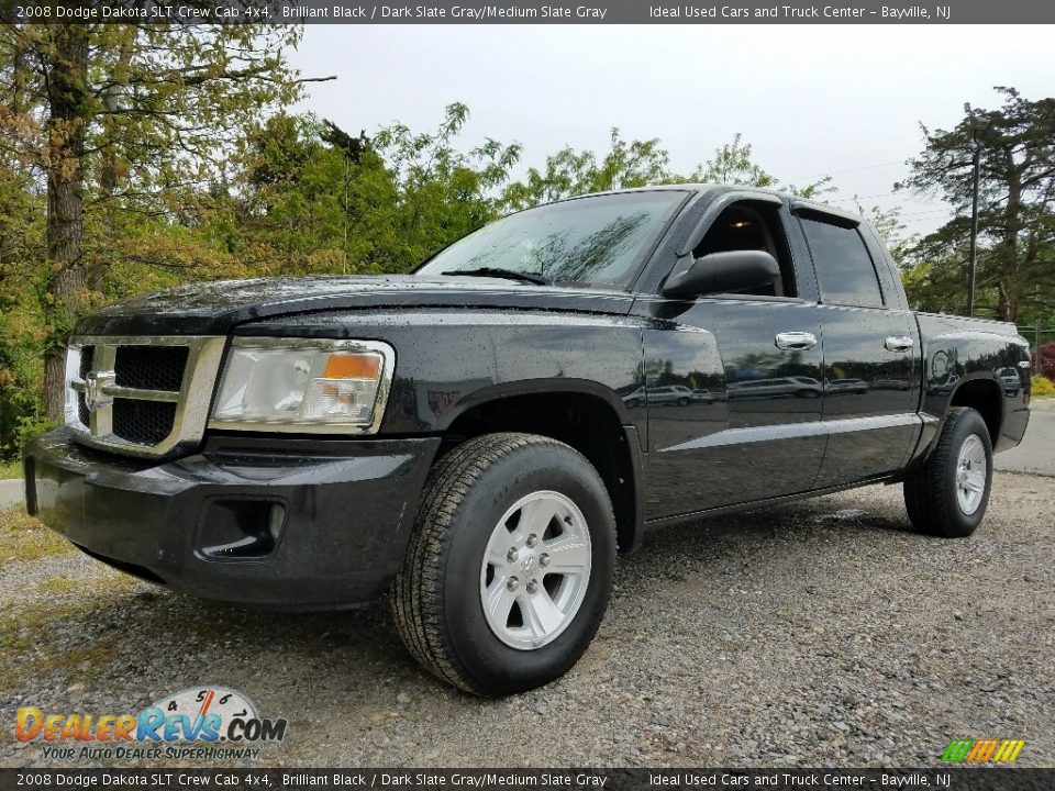 2008 Dodge Dakota SLT Crew Cab 4x4 Brilliant Black / Dark Slate Gray/Medium Slate Gray Photo #1