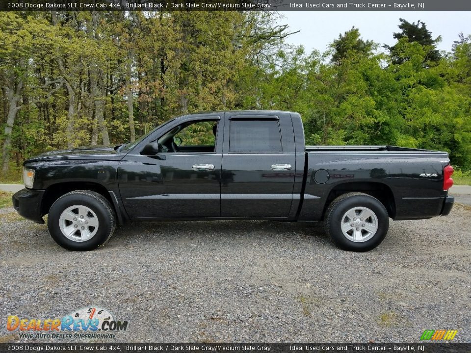 2008 Dodge Dakota SLT Crew Cab 4x4 Brilliant Black / Dark Slate Gray/Medium Slate Gray Photo #2
