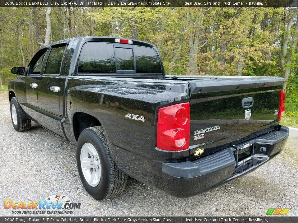 2008 Dodge Dakota SLT Crew Cab 4x4 Brilliant Black / Dark Slate Gray/Medium Slate Gray Photo #3