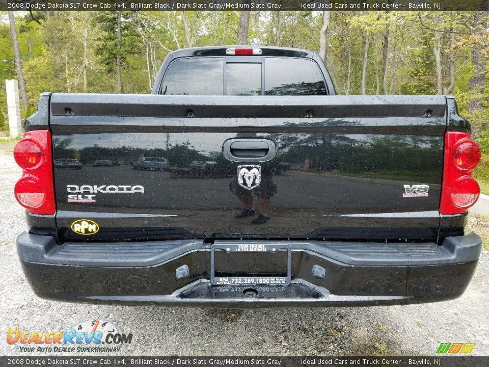 2008 Dodge Dakota SLT Crew Cab 4x4 Brilliant Black / Dark Slate Gray/Medium Slate Gray Photo #4
