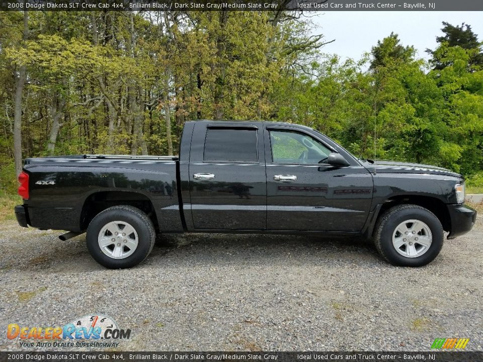 2008 Dodge Dakota SLT Crew Cab 4x4 Brilliant Black / Dark Slate Gray/Medium Slate Gray Photo #6