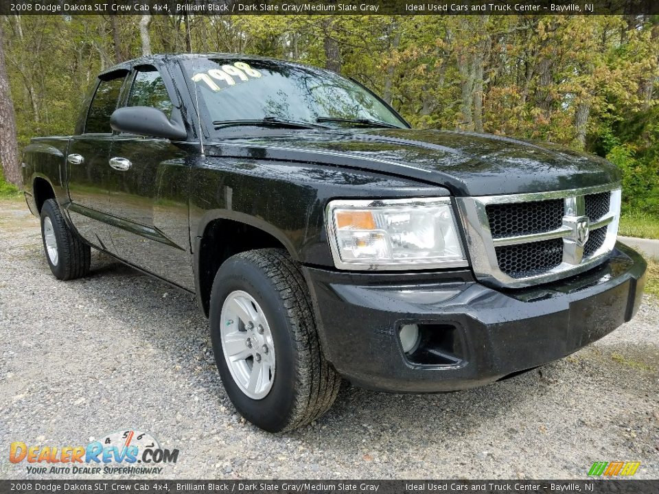 2008 Dodge Dakota SLT Crew Cab 4x4 Brilliant Black / Dark Slate Gray/Medium Slate Gray Photo #7