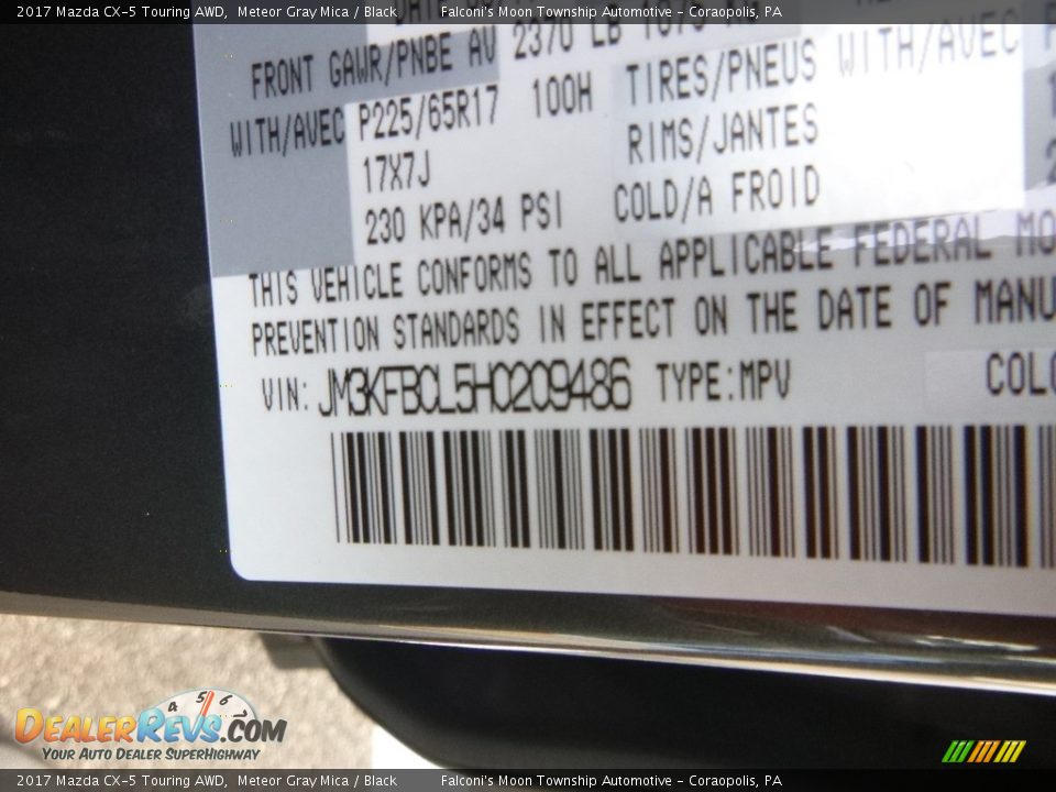 2017 Mazda CX-5 Touring AWD Meteor Gray Mica / Black Photo #12