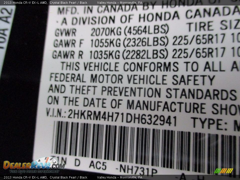 2013 Honda CR-V EX-L AWD Crystal Black Pearl / Black Photo #19