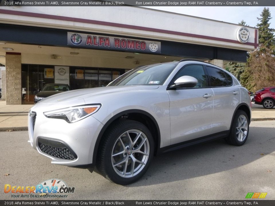 2018 Alfa Romeo Stelvio Ti AWD Silverstone Gray Metallic / Black/Black Photo #2