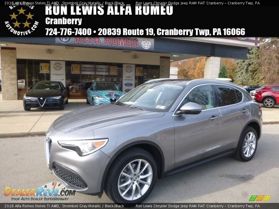 2018 Alfa Romeo Stelvio Ti AWD Stromboli Gray Metallic / Black/Black Photo #1