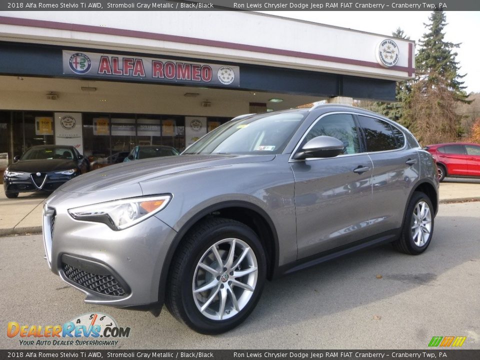 2018 Alfa Romeo Stelvio Ti AWD Stromboli Gray Metallic / Black/Black Photo #2