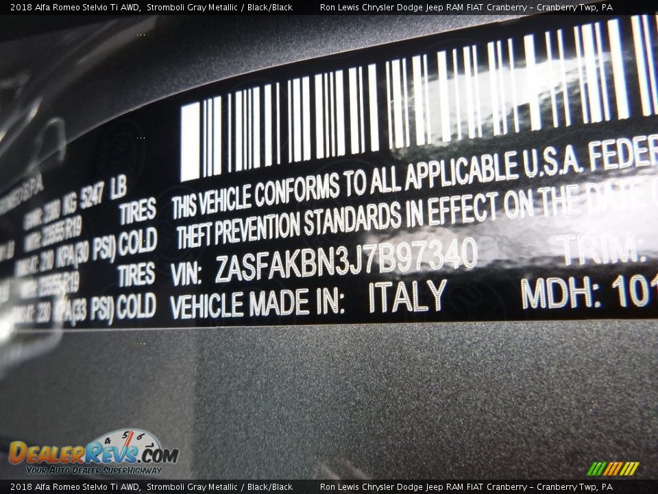 2018 Alfa Romeo Stelvio Ti AWD Stromboli Gray Metallic / Black/Black Photo #22