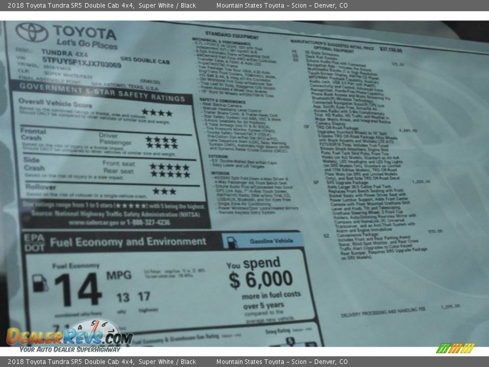 2018 Toyota Tundra SR5 Double Cab 4x4 Super White / Black Photo #10