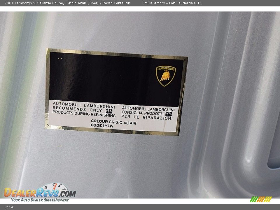 Lamborghini Color Code LY7W Grigio Altair (Silver)