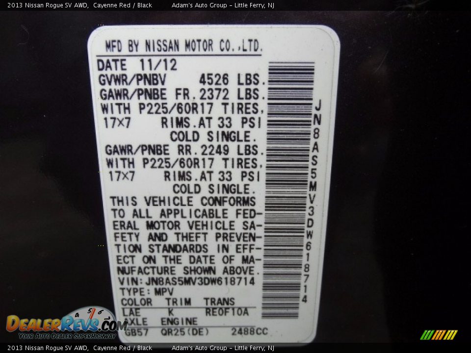 2013 Nissan Rogue SV AWD Cayenne Red / Black Photo #11