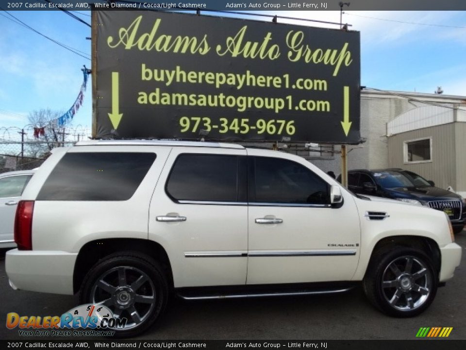 2007 Cadillac Escalade AWD White Diamond / Cocoa/Light Cashmere Photo #8