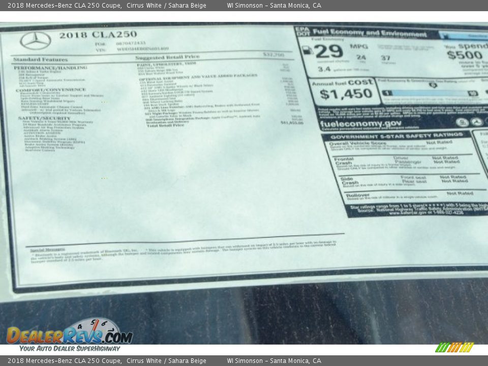 2018 Mercedes-Benz CLA 250 Coupe Cirrus White / Sahara Beige Photo #11