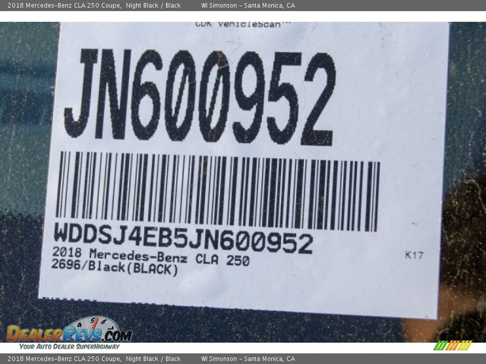 2018 Mercedes-Benz CLA 250 Coupe Night Black / Black Photo #10