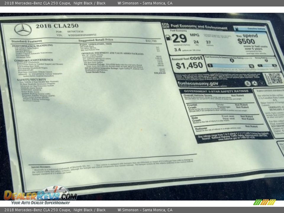 2018 Mercedes-Benz CLA 250 Coupe Night Black / Black Photo #11