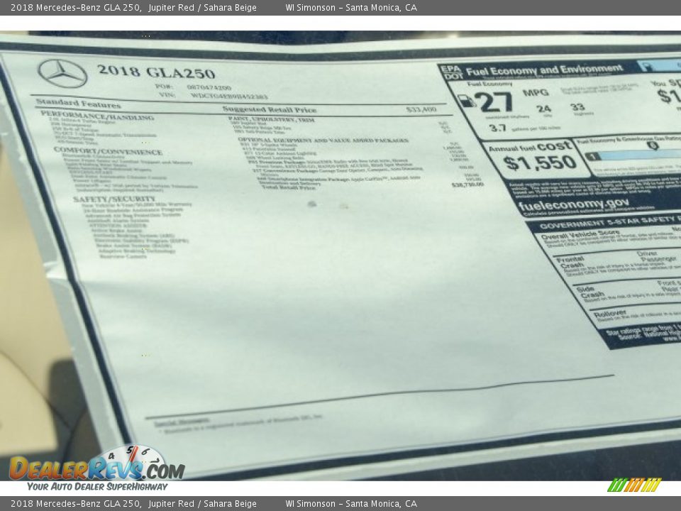 2018 Mercedes-Benz GLA 250 Jupiter Red / Sahara Beige Photo #11